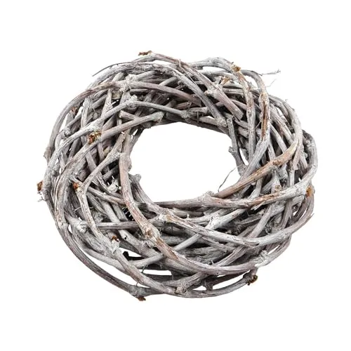 Weinrebe Kranz weiß gekalkt mit 20cm Durchmesser - Kleiner Rohling Holz als Frühling und Sommer Deko für Wohnzimmer oder Tür