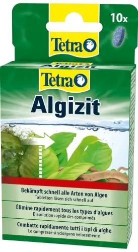 Tetra Algizit - Algenmittel für Aquarien - Wasseraufbereitung für Aquarien, vordosiertes Mittel mit intensiven Wirkstoffen gegen starken Algenwuchs, sorgt für schnelle Biozid-Wirkung ohne Wasserverfärbung.