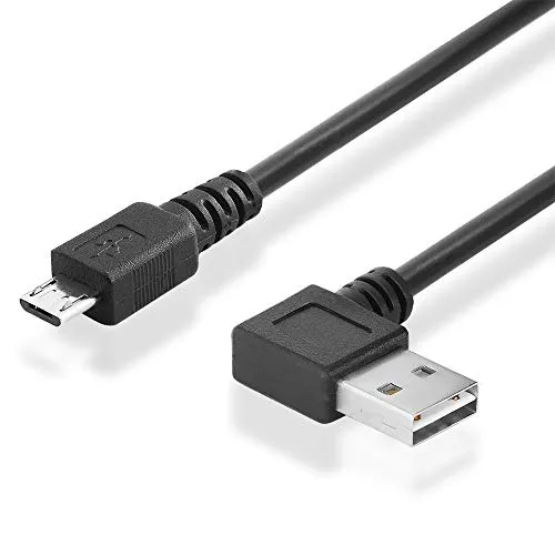 BestPlug 1 Meter 2.0 USB Kabel, Easy USB A-Stecker 90° abgewinkelt auf Micro USB B-Stecker, High Speed, Schwarz