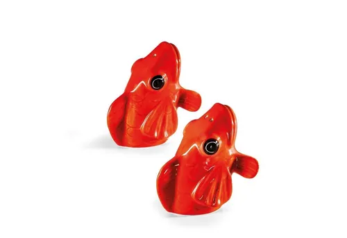 Donkey Products Salz- / Pfefferstreuer Fishes for Dishes rot - Küchenhelfer mit kreativem Design, ideal für stilvolle Tischdekoration und praktische Nutzung.