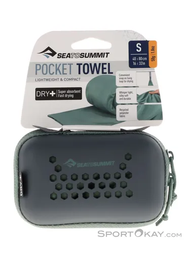 Sea to Summit Pocket Towel S 40x80cm Microfaser Handtuch-Oliv-Dunkelgrün-S