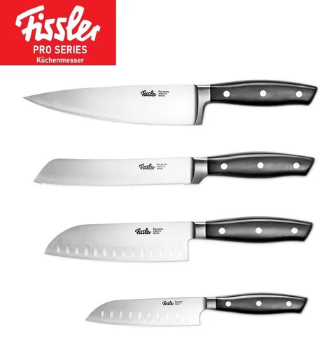 FISSLER Profi Messer-Set 4 TLG – Koch-, Brot- und Santokumesser