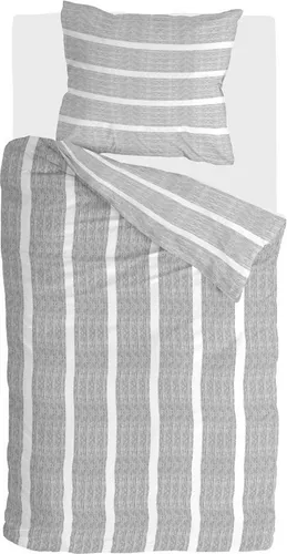 Walra Renforce Bettwäsche Stripe Along anthrazit - Bettwäsche-Set mit 1 Bettbezug (135 x 200 cm) und 1 Kissenbezug (80 x 80 cm), aus strapazierfähigem Renforce-Stoff für hohen Schlafkomfort und einfache Pflege.