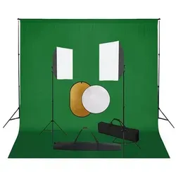 vidaXL Fotostudio-Set mit Softboxen und Reflektoren - Fotostudio Zubehör mit höhenverstellbarem Hintergrundsystem, professionellen Softboxen und vielseitigen Reflektoren für perfekte Lichtverhältnisse. Ideal für Fotografen und Videografen.