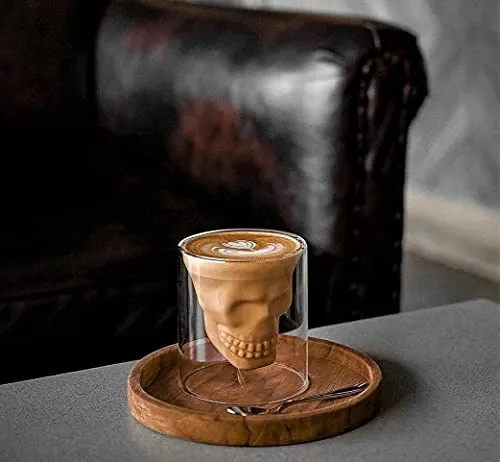 PREMIUM 3D Totenkopf Kristall-Gläser im Set für Getränke sowie Whisky, Rum, Vodka, Shots, Kaffee uvm I Skull Head Shot-Glas für Mini-Bar Zubehör ist das perfekte Geschenk für Männer (1 Stück, 80 ml)