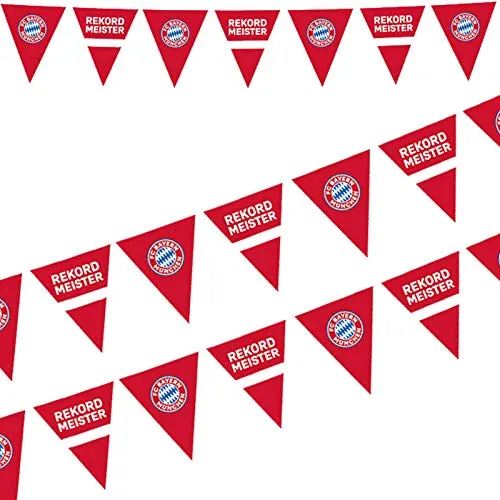 Amscan 9906516 - FC Bayern München Wimpelkette, Größe 400 x 19,5 cm, aus Plastik, Girlande für Fan- oder Fußballparty, Hängedekoration, Dekoration, Rekordmeister