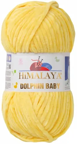 Strickfein Himalaya Dolphin Baby Wolle Garn Baumwolle Strickwolle zum Stricken häkeln (80313 Gelb)