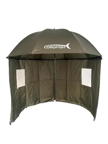 Corofish Schirmzelt 240cm mit Reißverschluss und 180° Seitenteil Anglerschirm