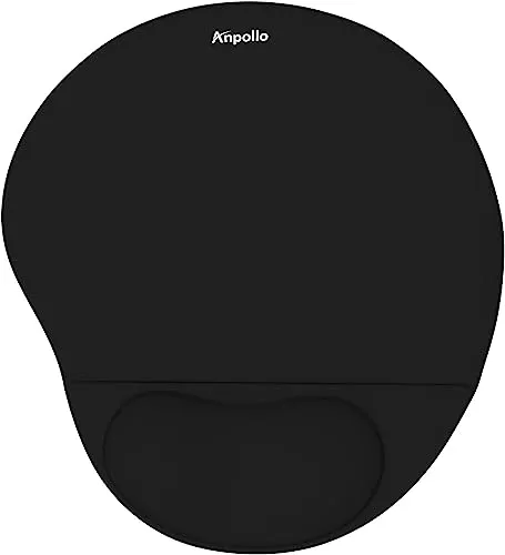 Anpollo Ergonomisches Gel-Mauspad, geeignet für Computer und Laptops, Handballenauflage der Maus gegen Sehnenprobleme, Schwarz