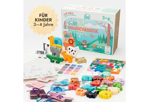 Goodevas Lernspielzeug Montessori – Motorikspielzeug aus Holz für Kinder - Ein kreatives Montessori-Spielzeug für Kinder ab 12 Monaten. Fördert die motorischen Fähigkeiten und das kreative Spielen. Ideal als Geschenk zum 1. Geburtstag.