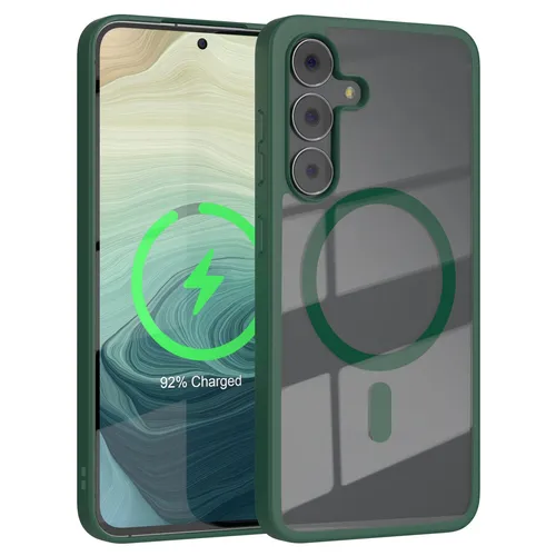 MagSafe Hülle für Samsung Galaxy S25 FE Bumper TPU Transparent Kameraschutz Grün