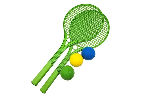 alldoro Tennisschläger 63110, Softball-Tennis für Kinder, 2 grüne Schläger + 3 Softbälle