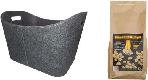 Feuerbällchen 2,5 kg & Metrox Holzkorb von Feuerbällchen