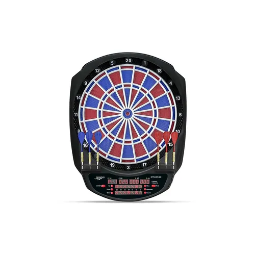 CARROMCO Elektronik Dartboard Striker-601 - Dartscheibe für 1-8 Spieler mit automatischer Punktewertung und 36 Spielen. Inklusive 6 LED-Displays und 2-Loch Abstand für präzises Spielvergnügen.