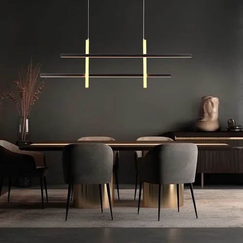 LED Pendellampe Simply Dimm, H 120 cm - Moderne Hängeleuchte aus Metall & Kunststoff in schwarz-gold, dimmbar mit Memoryfunktion. Ideal für Wohnzimmer und Esszimmer, sorgt für warmweißes Licht (3000K) und 1100 Lumen Helligkeit.