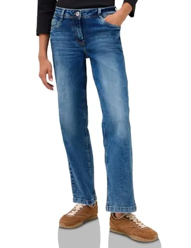 CECIL Gerade Jeans – Wide Leg Jeans in Unifarbe Blau - Jeans in casual Optik mit hoher Leibhöhe, ideal für einen lässigen Look. Aus 78% Baumwolle, pflegeleicht und perfekt für den Alltag.