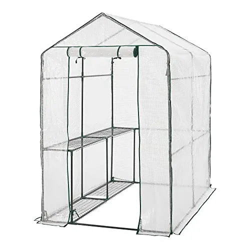 Gewächshaus Oosterhout mit Ablagen – 120x186x190cm Foliengewächshaus - Garten-Zubehör mit robustem Stahlrahmen und optimaler Belüftung. Schützt Pflanzen vor Wettereinflüssen und bietet Ablagen für mehr Ordnung.