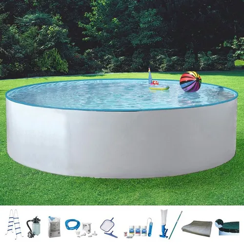 KONIFERA Rundpool NEO 2 (Set, 10-tlg) - Swimmingpool mit umfangreichem Zubehör, 120 cm tief und ideal für entspannende Sommertage im Garten.