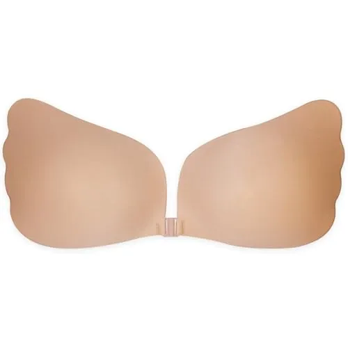 Dilara Trägerloser Push-Up-BH selbsthaftend - Unsichtbarer wiederverwendbarer Klebe-BH für rückenfreie Outfits – Sicherer Halt und Volumen (Beige, D)