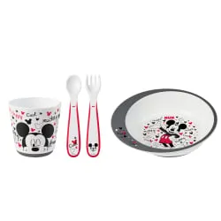 NUK Disney Mickey Esslernset, 3-teilig, 1 x Kinderbesteck + 1 x Teller + 1 x Trinkbecher, 1 Set 80.890.653