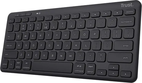 Trust Lyra Compact Drahtloses Tastatur, QWERTY Layout - Tastaturen mit 2,4 GHz und Bluetooth, umweltfreundlich aus 85% recyceltem Kunststoff, verbindet bis zu 3 Geräte gleichzeitig und hat eine Akkulaufzeit von bis zu 6 Monaten.