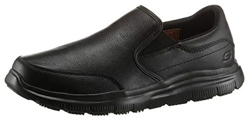 Skechers Herren Flex Advantage Sr-Bronwood Slip On Sneaker - Schwarz, 42 EU - Herren-Sneaker aus Glattleder, mit rutschfester Sohle für optimalen Komfort und Sicherheit im Alltag.