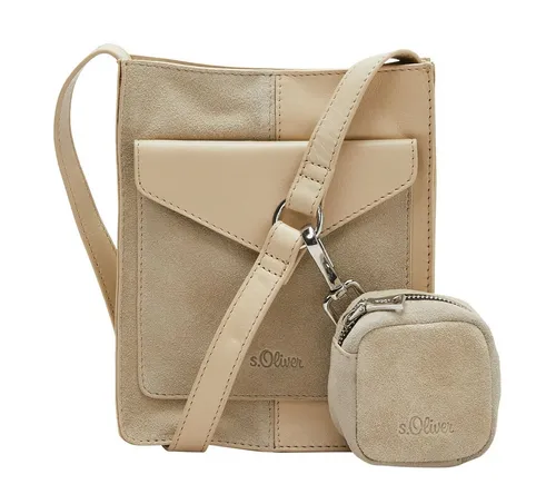 s.Oliver Umhängetasche - Umhängetasche aus hochwertigem Glatt- und Veloursleder, mit längenverstellbarem Umhängeriemen und praktischen Fächern für optimale Organisation.