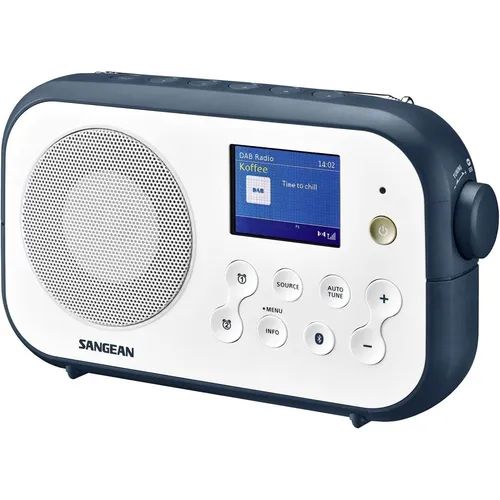 Sangean DPR-42 Traveller Digitalradio - Weiß/Dunkelblau - Tragbares DAB+/FM-Radio mit Bluetooth-Funktion, 40 Senderspeichern und hervorragender Klangleistung. Ideal für Musikgenuss überall!
