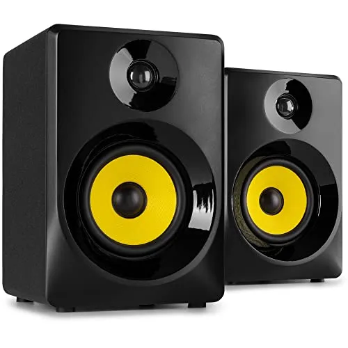 Vonyx SMN30B - Aktive Studio Monitore 60 Watt, 3 Zoll Lautsprecher Set - Studio-Monitore mit integriertem Verstärker für sofortigen Plug-and-play Einsatz. Kompakte Bauweise und individuelle Klangregelung für optimale Audioqualität in Ihrem Home Studio.