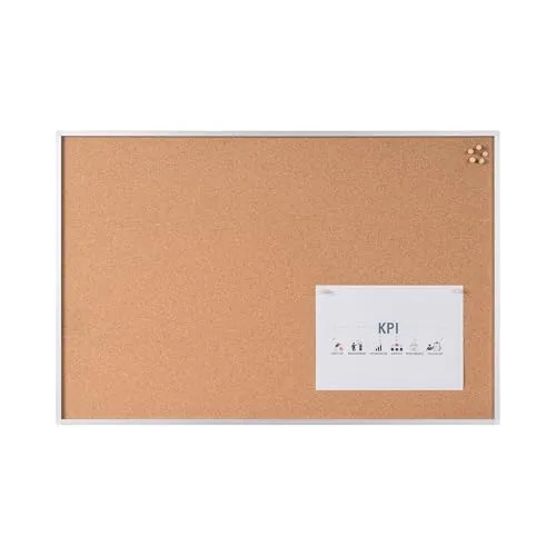 Bi-Office Korktafel New Generation, Mit Aluminiumrahmen, Hochwertige Naturkorkoberfläche, Pinnwand, 90 x 60 cm