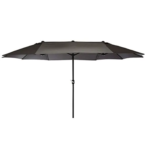 Nexos Doppelsonnenschirm Sonnenschirm XXL mit Kurbel Anthrazit 4,50m Polyester Stahl Terrasse Garten Pool Oval-Schirm Marktschirm