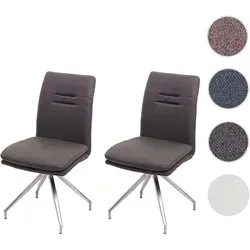 2er-Set Esszimmerstuhl HWC-H70, moderner Küchenstuhl mit hohem Sitzkomfort - Stühle für Esszimmer und Wohnzimmer, schadstoffgeprüft nach ÖKO-TEX Standard 100, mit breiter, gepolsterter Sitzfläche für maximalen Komfort und stilvollem Edelstahlgestell.