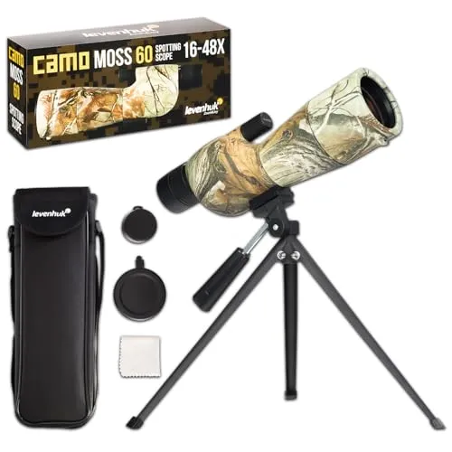Levenhuk Camo Moss 60 Spektiv mit Stativ, 16–48x Zoom, Tarn-Design