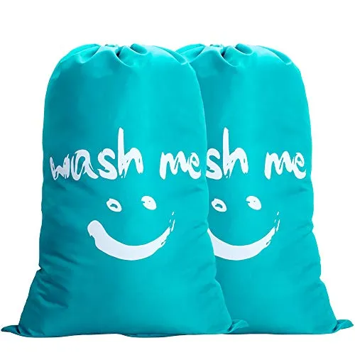 IHOMAGIC 2Pack Wäschesack Reise Schmutzwäsche Wäschesammler Wäschetasche Wäschebeutel Groß Faltbarer Wäschekorb Aufbewahrungstasche Wäschetonne Wäschebox Outdoor Wäschebehälter Stoff 120L Blau