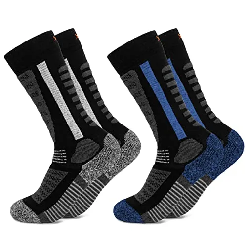 Occulto Kinder Skisocken 2er Pack (Modell: Charlie) Blau-Schwarz 27-30