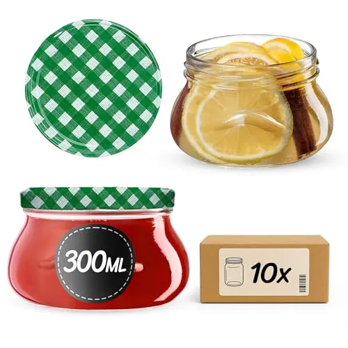 KADAX 10st Einmachgläser 300 ml mit Schraubdeckel fi82 mm, Miniaturgläser für Honig und Gewürze, Marmeladengläser mit Deckel, Luftdichte Gläschen zum Verschenken