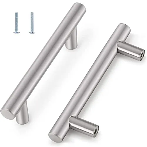 Yomiro 2 Stück Schrankgriffe Möbelknöpfe Edelstahl Metall für Küchenschränke Türgriff Schubladen Gebürstet, Silber, Bohrlochabstand: 64 mm