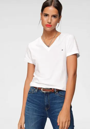 Produktbild Tommy Hilfiger Damen T-Shirt Kurzarm Heritage V-Ausschnitt, Weiß (Classic White), S