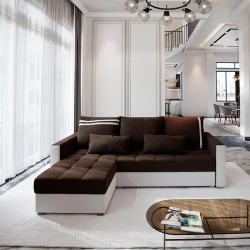Masseno Ecksofa KOS PIK mit Schlaffunktion und Bettkasten - Ecksofa KOS PIK, multifunktional mit Stauraum und Schlaffunktion für Gäste. Elegantes Design und hoher Komfort machen es zum perfekten Mittelpunkt Ihres Wohnzimmers.