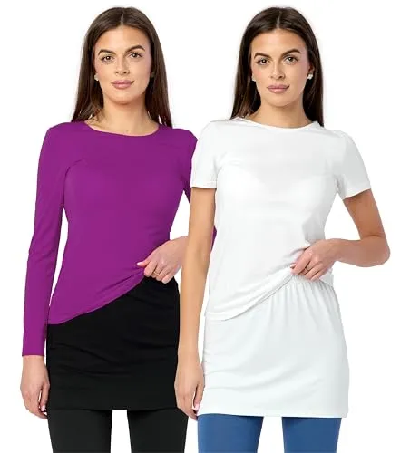 Merry Style Damen Verlängerungsgurt für Hemden T-Shirts Nierenwärmer Minirock MS10-202 2PACK (2Pack-Schwarz/Weiß, 4XL)