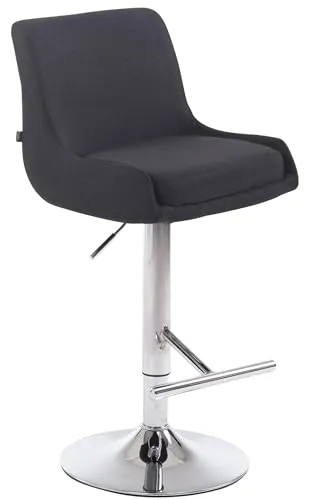 CLP Barhocker Club Stoff schwarz/chrom - Höhenverstellbar und drehbar - Barmöbel mit modernem Design, höhenverstellbar und drehbar für optimalen Sitzkomfort. Ideal für jede Thekenhöhe und pflegeleicht dank hochwertigem Stoffbezug.