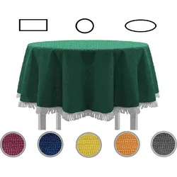 EXKLUSIV HEIMTEXTIL Gartentischdecke Classic mit Fransen, rund 130 cm, grün