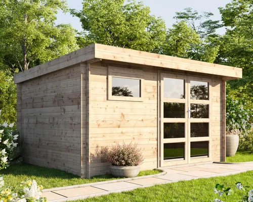 Gartenhaus Blockhaus 3,9x3,0m – Modernes Holzhaus für Ihren Garten