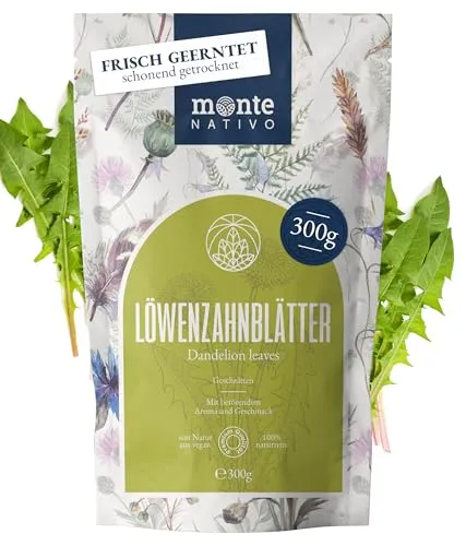 Löwenzahntee Monte Nativo (300g) - Löwenzahn Tee (Dandelion Tea) schonend getrocknet - 100% natürlich und ohne Zusatzstoffe - Aromatischer Kräutertee für einen köstlichen Aufguss