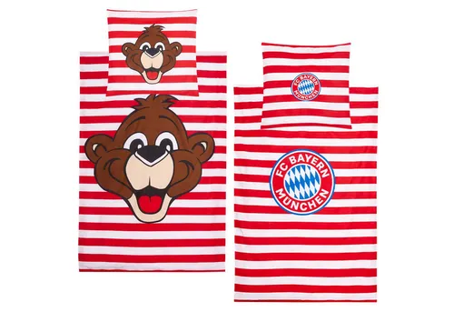 BERONAGE Kinderbettwäsche FC Bayern München - 2-teiliges Set aus 100% Baumwolle - Bettwäsche-Set für kleine Fußball-Fans, hergestellt aus atmungsaktiver Renforcé-Baumwolle, ideal für ein gesundes Schlafklima und perfekten Schlafkomfort.