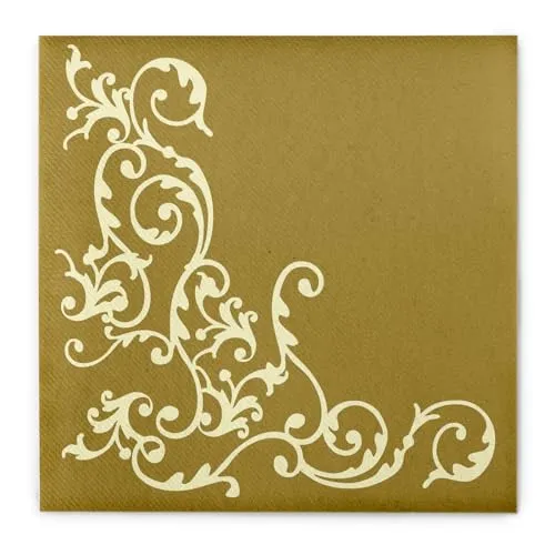 Mank Airlaid-Servietten Pomp 40x40 cm, Premium Einweg-Serviette, stoffähnlich und saugstark, perfekt für Hochzeit & Partys 50 Stück, Gold-Creme