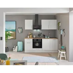 Küchenblock mit E-Geräten CORNWALL (Zeile) I - weiß - Küchenzeilen mit integrierten E-Geräten, platzsparend und modern für eine stilvolle Küchengestaltung.