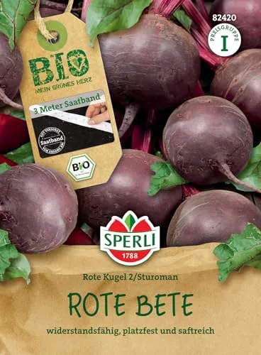 Sperli BIO Rote Bete Samen, F1, Saatband 82420 - Einfache Aussaat, Feste Rüben, Perfekt für Gemüsegarten, Samenliebe, Gemüsesamen, Rote-Beete-Samen für 3 lfd. Meter