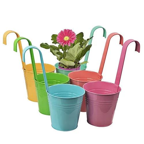Produktbild Blumentopf bunt Hängetopf Pastell Pflanztopf Hängetöpfe Blumen Topf Kräuter 6 x