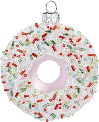 MAGIC by Inge Christbaumschmuck, Christbaumschmuck Glas Donut mit bunten Streuseln 10.5cm rosa